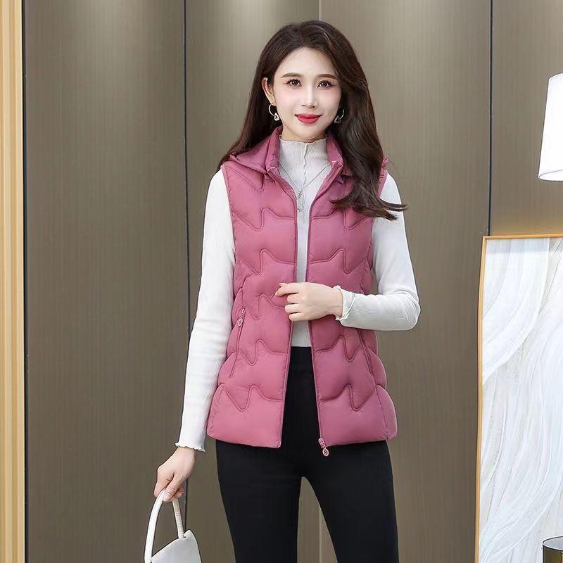 

New ultra-light down cotton vest women s short vest winter thin large size multi-pocket vest jacket 4XL-130-70kg