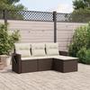 Vidaxl 4-Seater Garden Lounge Set, Cushions, Brown Rattan Pe