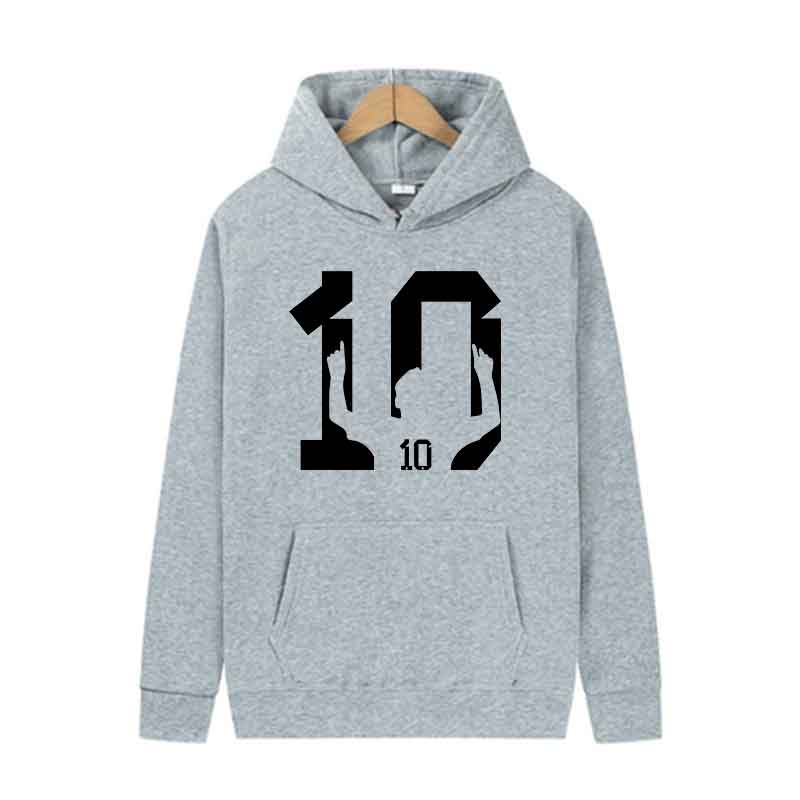 Harajuku Print Football player Number 10 Hooded Top Men's Women Vintage Sweatshirts Streetwear Spring Autumn Y2K Clothing