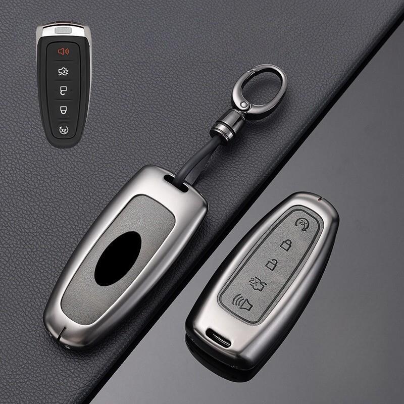 For Ford Edge Explorer Escape Zinc Alloy Leather Car Remote Key Fob Case Cover