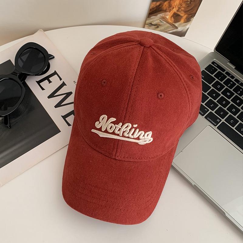 Hat Female peaked cap Deepened and widened face Small soft top baseball cap Men's versatile letter embroidered sun hat