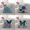 Retro Literary Butterfly Pillowcase Sofa Bay Window Blue Sunflower Cushion Cover Home Decoration Pillowcase