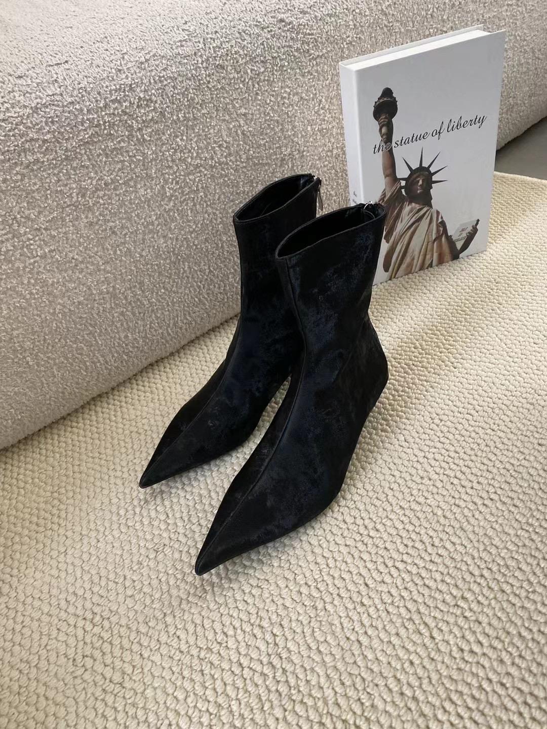 

модные черные женские ботильоны носки эластичные туфли тонкие туфли на среднем каблуке с молнией сзади элегантные туфли-лодочки для вечеринок модные туфли-лодочки для вечеринок туфли для вечеринок 7.5