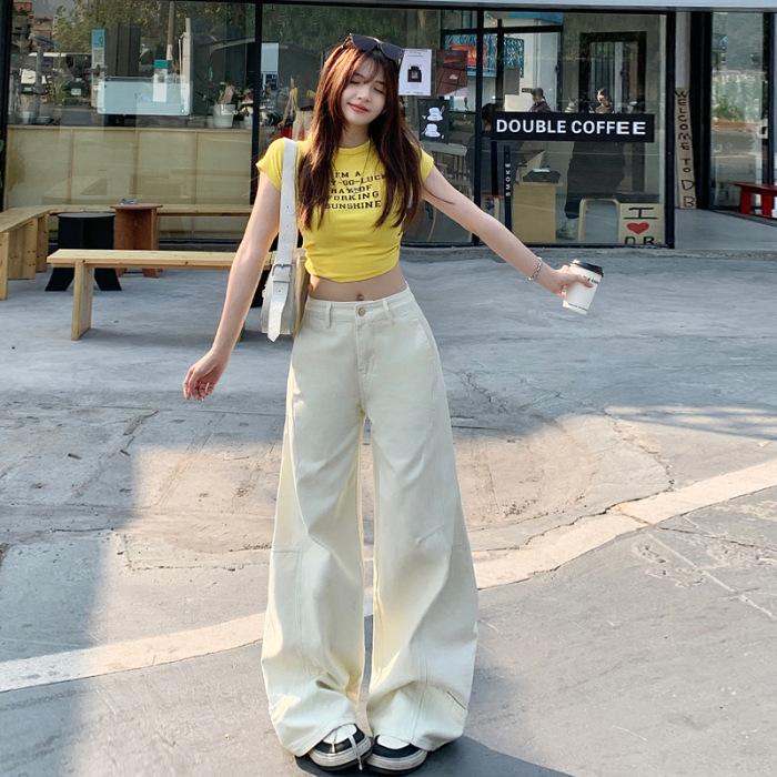 

Широкие брюки цвета ретро хаки, джинсы женские, свободные, прямые, узкие, серповидные брюки XL