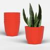 Hexa 8 Inch Pack of 6 Piece Plastic Plant Pot for Home Decor Indoor Plant Pots for Living Room Plastic Flower Pot for Garden (Red)