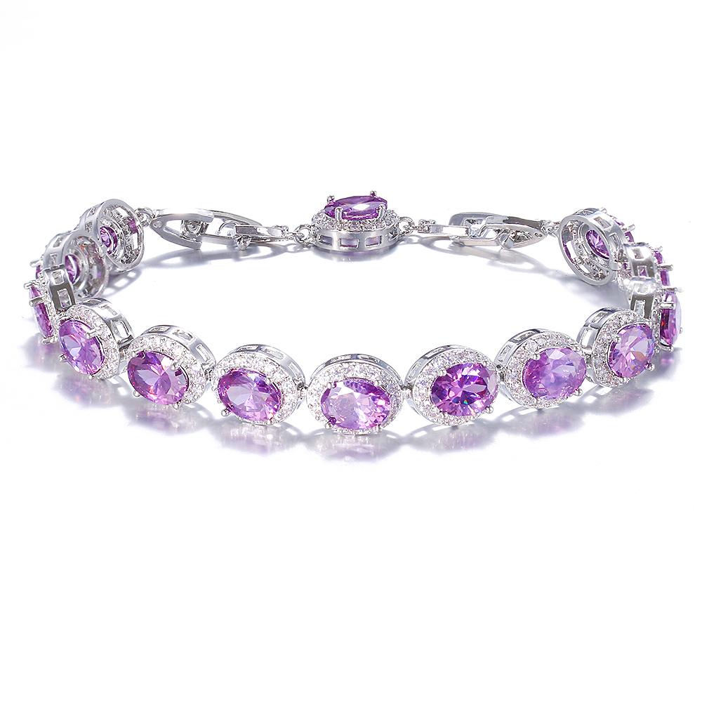 SUGO Elegant Synthetic Purple Zirconia Bracelet , Shiny Fashion Accessory, Perfect Match for Rugby Events, Ladies' Jewelry