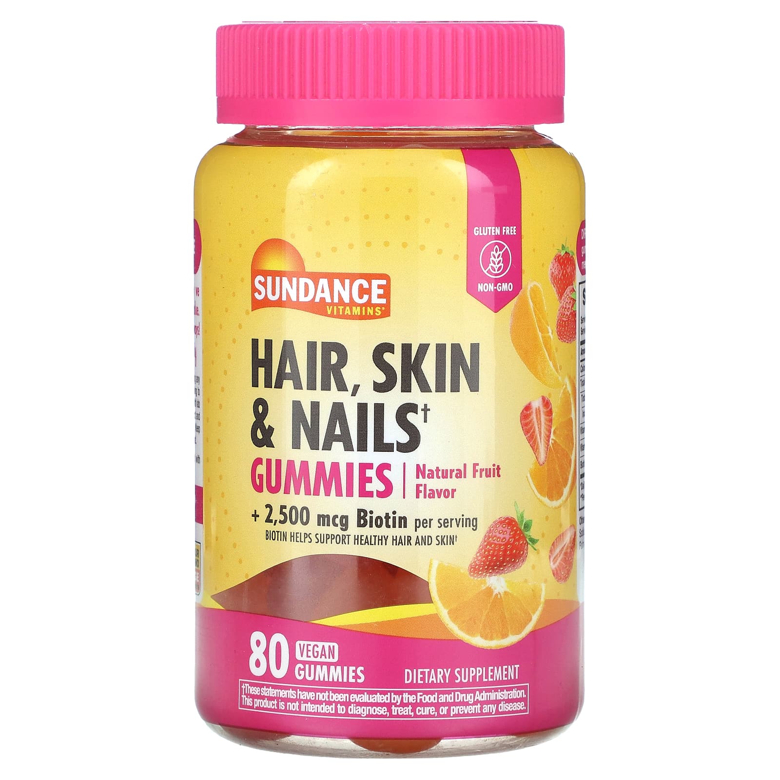 

Sundance Vitamins, жувальні цукерки для волосся, шкіри та нігтів, натуральні фрукти, 80 веганських жувальних цукерок