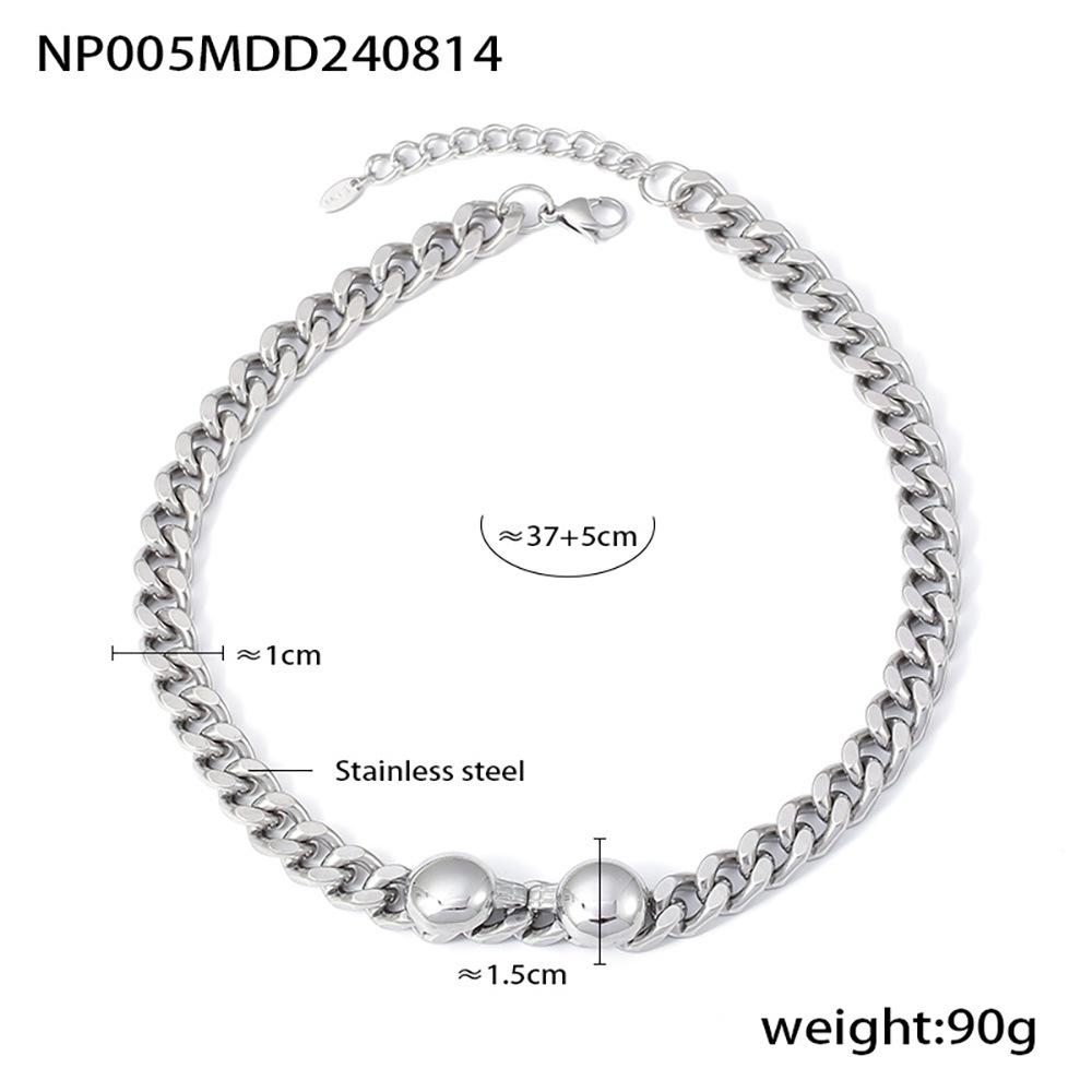 Chic European & American Fashion Stainless Steel Necklace & Bracelet Set - Light Luxury Decorative Chain