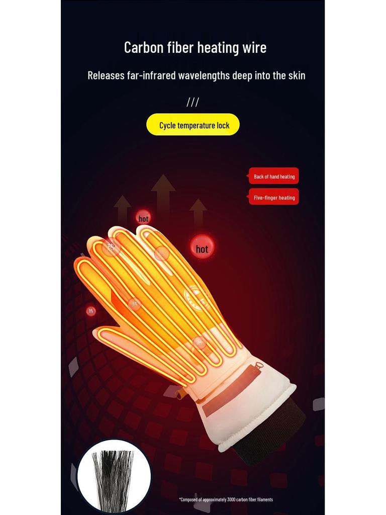 Wireless Rechargeable Waterproof Heated Gloves for Winter Cycling and Motorcycling