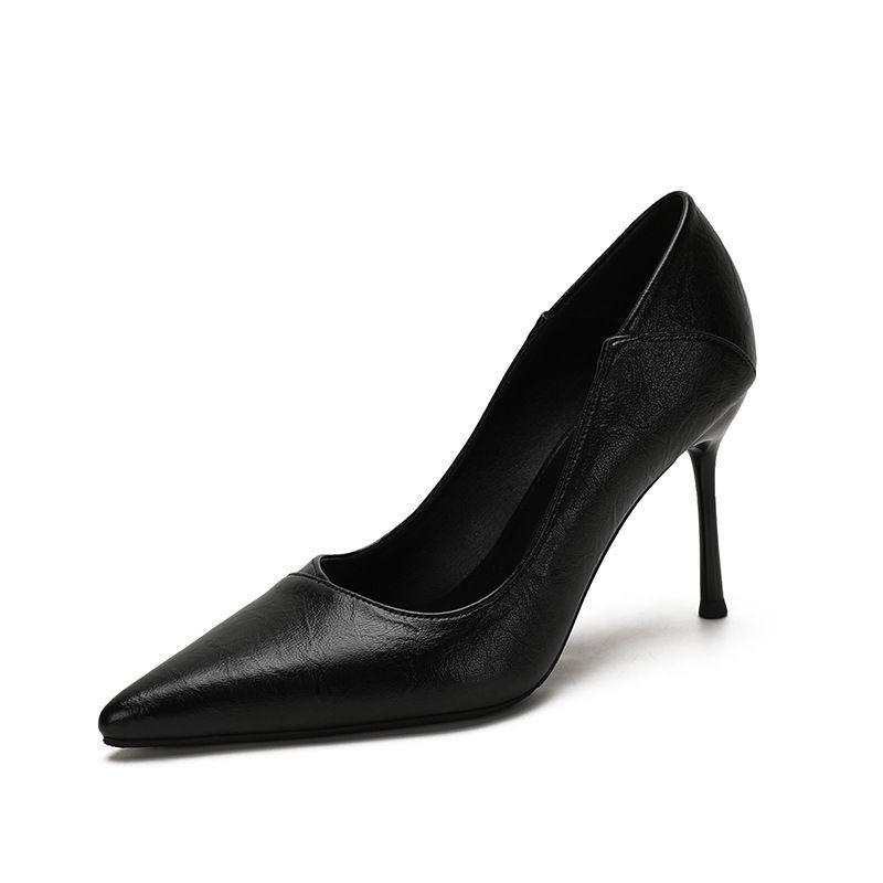 2025 Spring/Autumn Lambskin Commuting Pointed-Toe Low-Cut Women's Versatile Professional Fashion Heels
