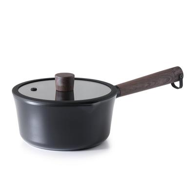 Sensarte 20cm Saucepan with Tempura Milk Easy To Dishwasher Suitable for Black Single-Handle Lid, IH/Gas Compatible, Single-Serving Pot, Saucepan,