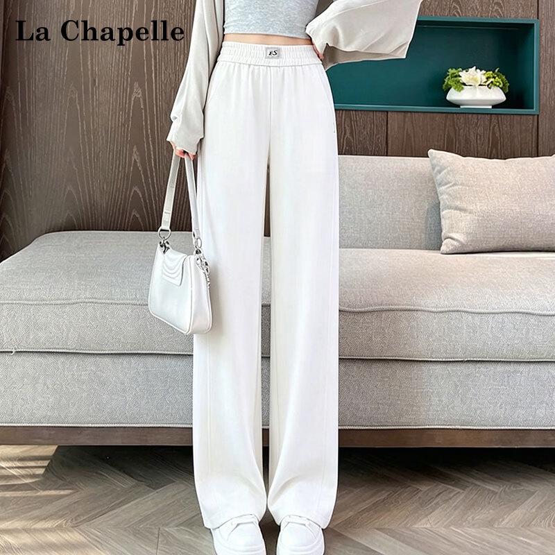 La Chapelle Women s High-Waist Wide-Leg Ice Silk Pants L