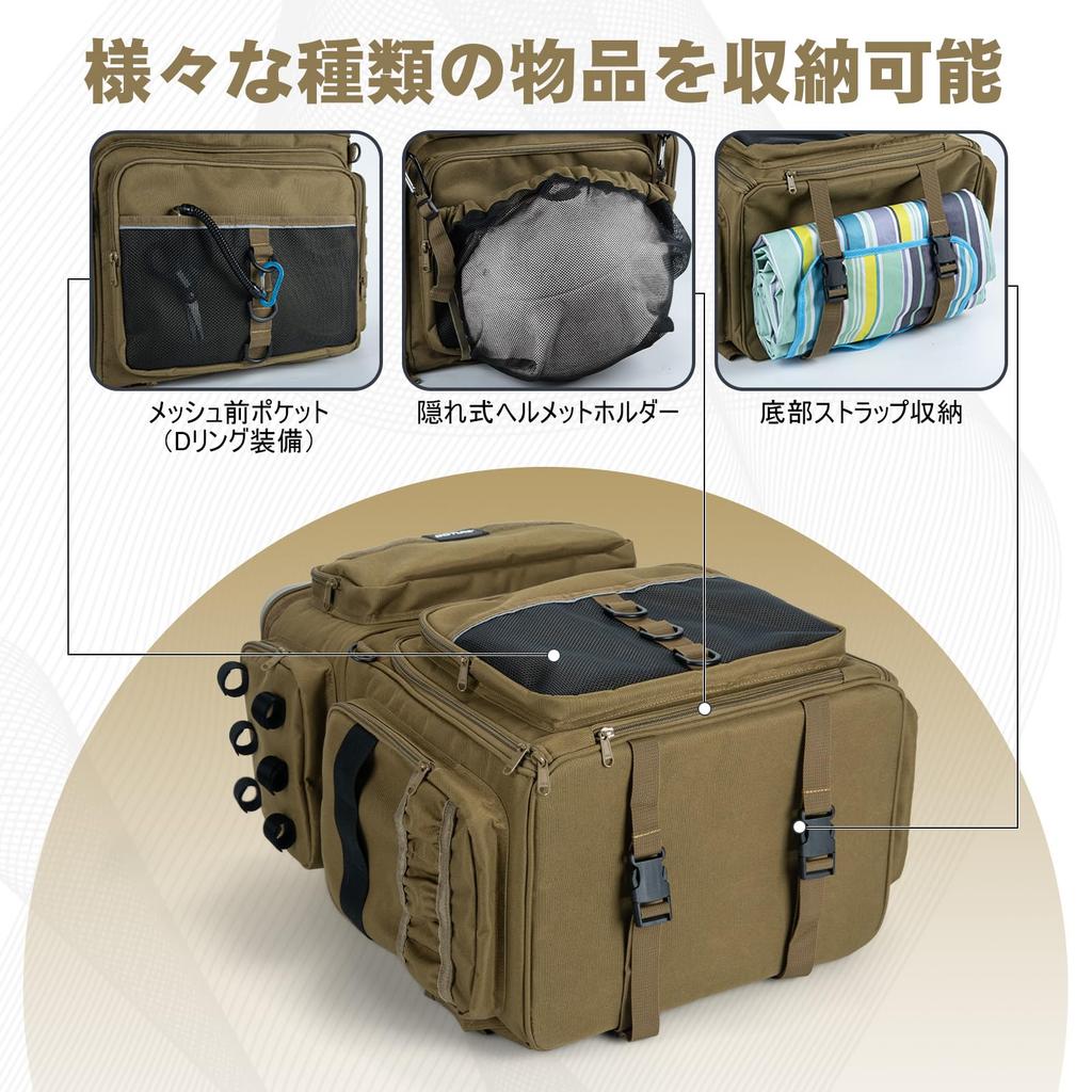 Goture Angelrucksack, Angeltaschen, 66L Große Kapazität, 600D Oxford-Gewebe, SBS-Reißverschluss, Wasserabweisend, Kühlbox-Funktion, Erweiterbar EVA