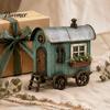 Resin Figurine for Home Decor Vintage Mini RV Statue, Retro Campervan House Figurine, Farmhouse Unique Collectible Craft Display Style Ornament Indoor
