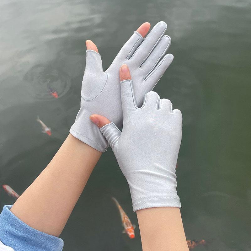 

Женские солнцезащитные перчатки без пальцев: Спандекс, Эластичный, Совместимый с сенсорным экраном, Идеально подходит для сбора чая весной-осенью и использования на открытом воздухе. One Size