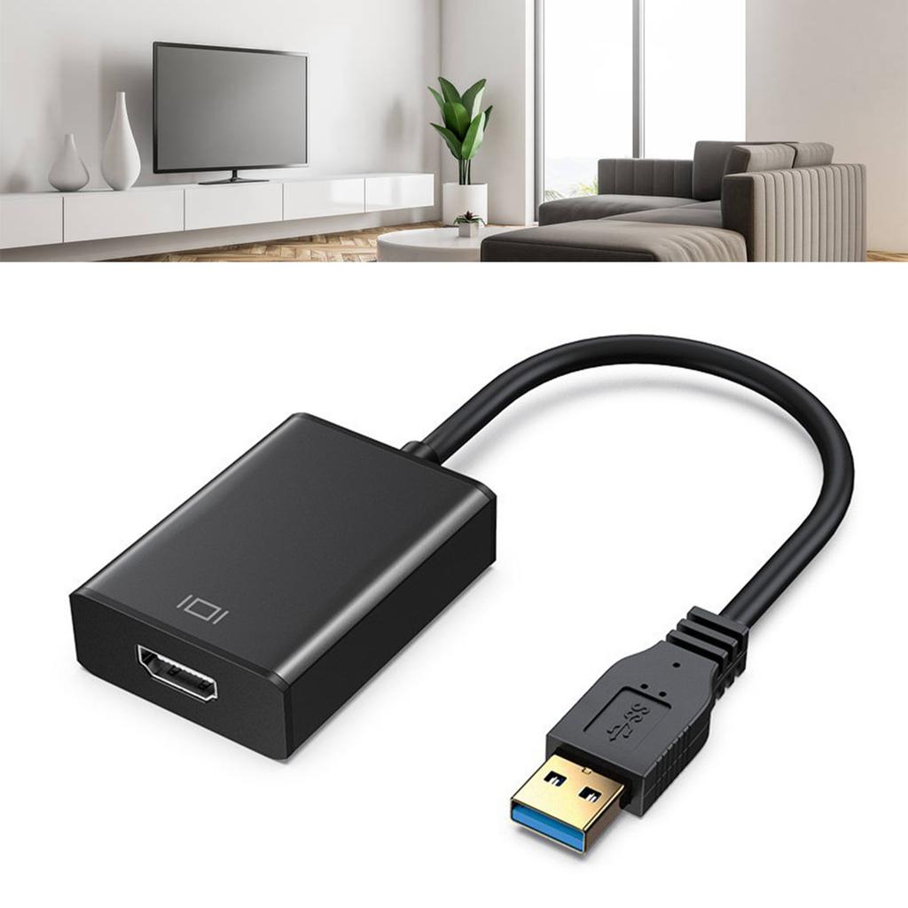 USB3.0 to HD Multimedia Interface Adapter 5Gbps 1920x1080 Resolution HD Computer Adapter for PC Monitors Black
