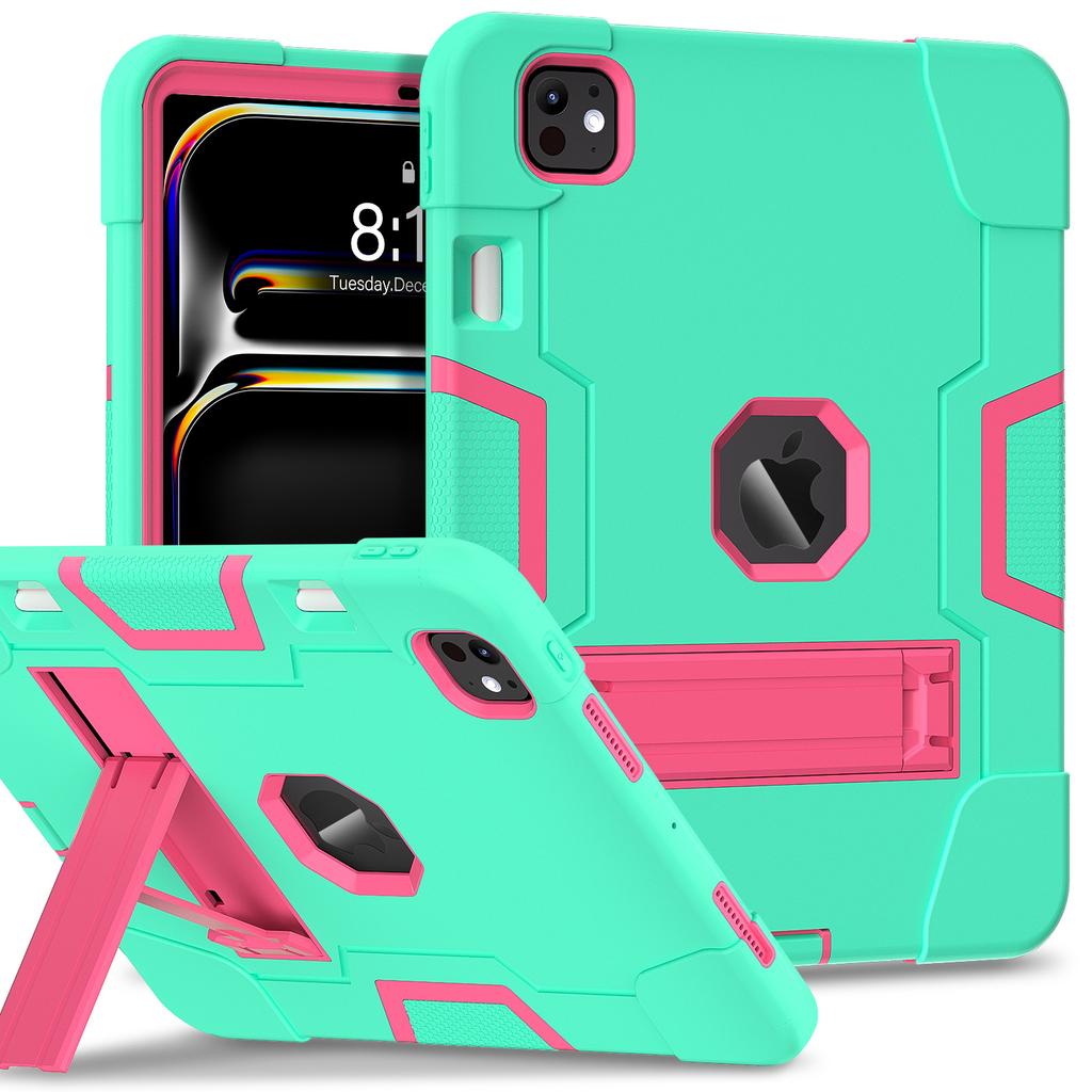 For iPad Pro 11 (2025)/11 (2024) Case Robot Style Silicone + PC Tablet Cover with Kickstand