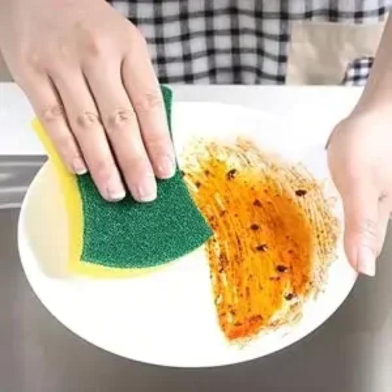 10pcs Kitchen Dishwashing Sponge Soft Absorbent Clean Rub Pot Rust Scouring Pad Removing Tool Household Cleaning Brush Sponge