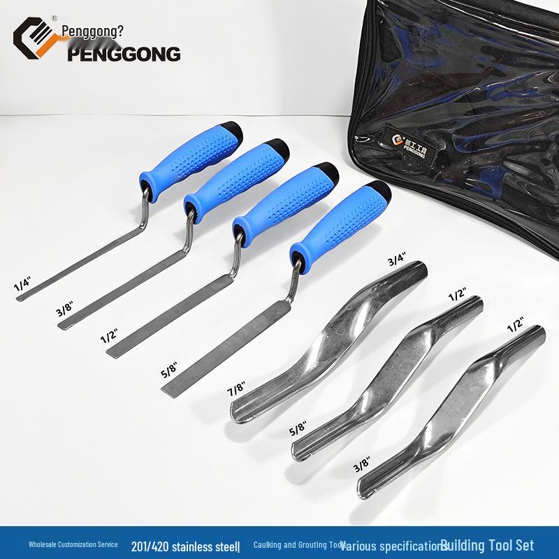 7-Piece Construction Set: Tile Grout Filling and Double-Headed Brick Grouting Knives for Seam Caulking.