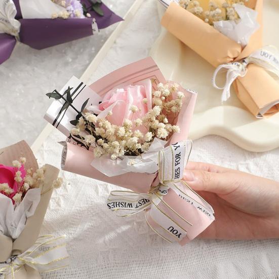 Mini Artificial Rose Bouquet Handcrafted Simulated Carnation Flower Decoration Romantic Valentine's Day Birthday Mother Wife Girlfriend Gift