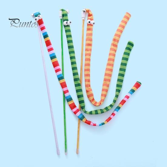 Interactive Cat Stick Toy Playing Teaser Wand with Crisp Bells Scratch-Resistant Bite-Resistant Cute Cartoon Relieve Boredom Soft Cat Tease Stick
