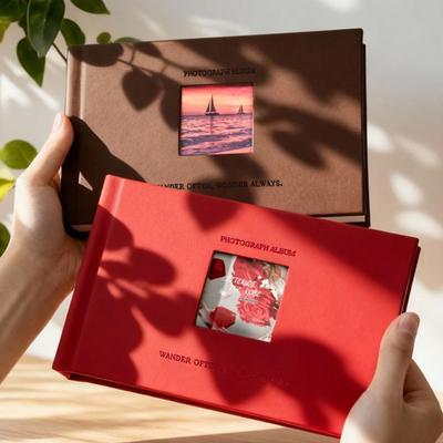 Photo Album, Small Slip-in Photo Album, Photo Book Picture Album with Front Window, Holds 52 Photos Memory Book for Wedding Family Anniversary
