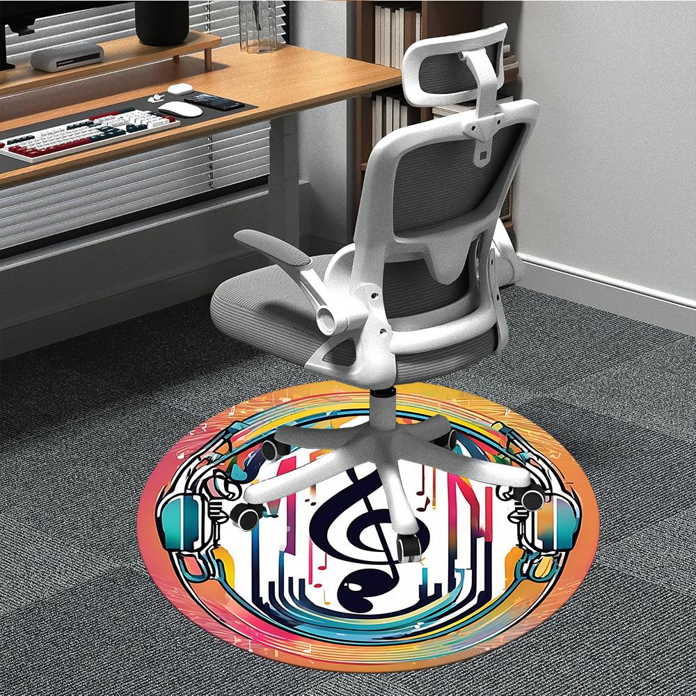 1pc Music Headphones Office Round Rug, Non-slip, Soft and Durable Office Rug for Interior Decoration, Perfect for Office,Decoration yy260204042
