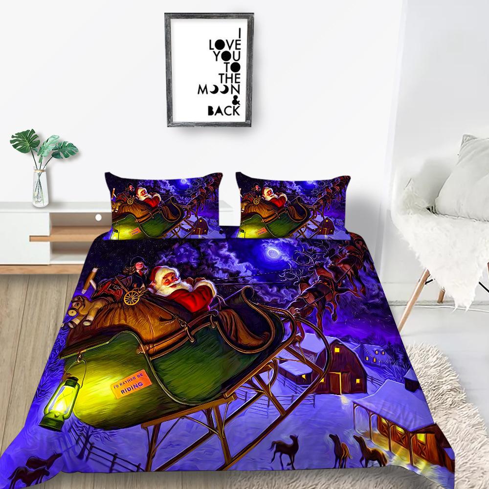 Quilt Cover Pillowcase Two Or Three-Piece Christmas Gift Series Polyester 3D Digital Printing