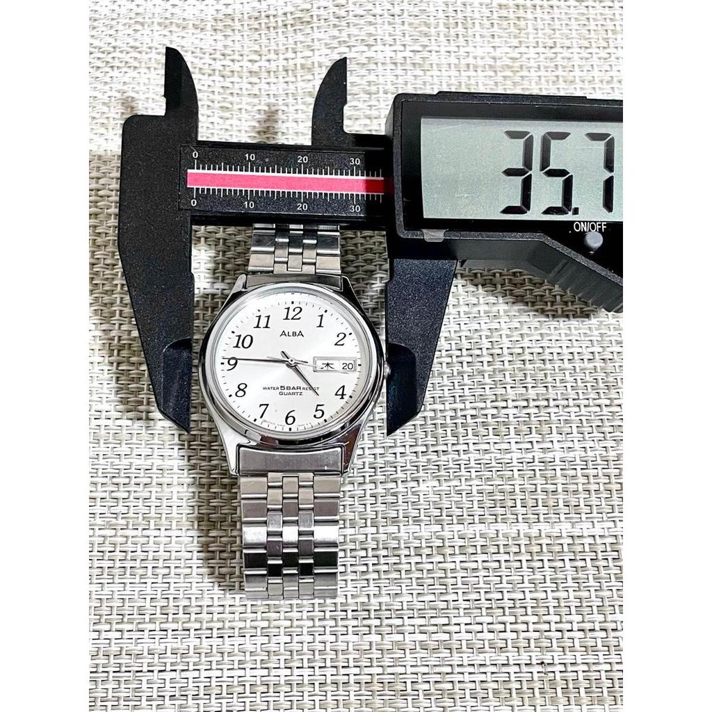 Used [Vintage 1992 Excellent Condition/Working] SEIKO ALBA/Seiko Alba/Day-Date/Silver/Kanji Compatible/Full Metal/Genuine Belt/Wristwatch