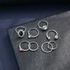 Jewelry Combination Black Gemstone Horse Eye Red Diamond 8-Piece Set Ring