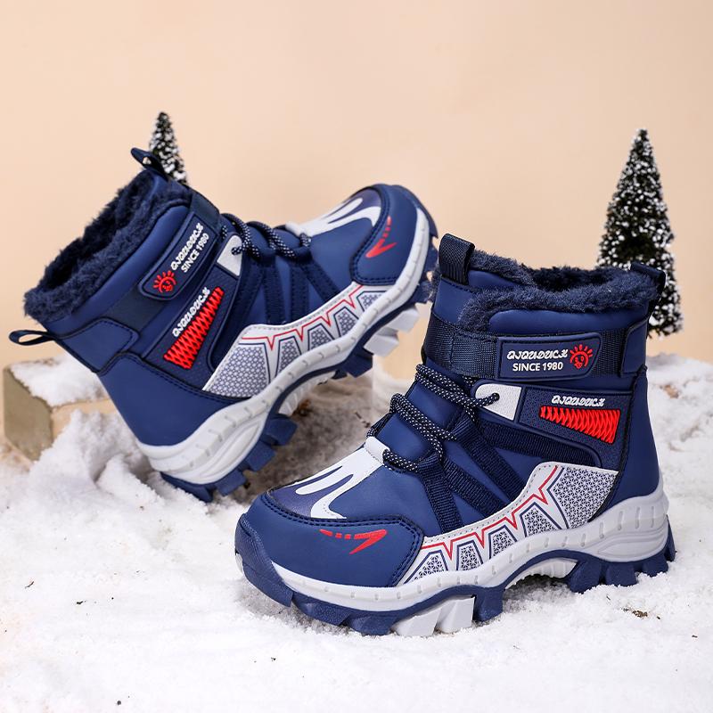 Winter Children's Fashionable Fleece Warm High Top Outdoor Cotton Boots Snow Boots Casual Cotton Shoes