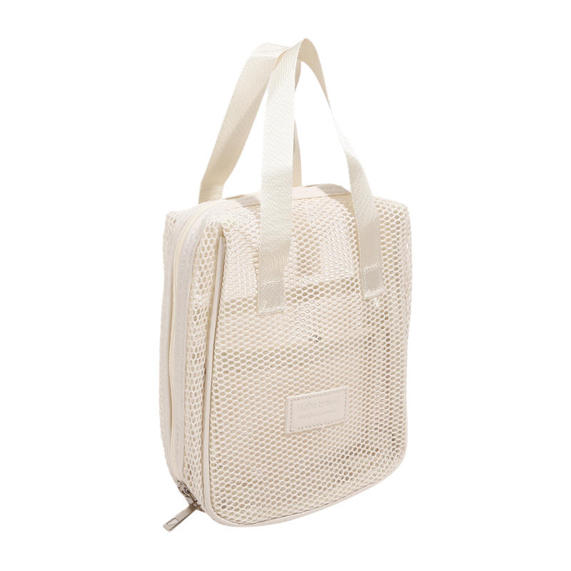 Fashionable Casual Mesh Makeup Bag Large Capacity Handheld Multifunctional Partition Travel Grooming And Storage Bag