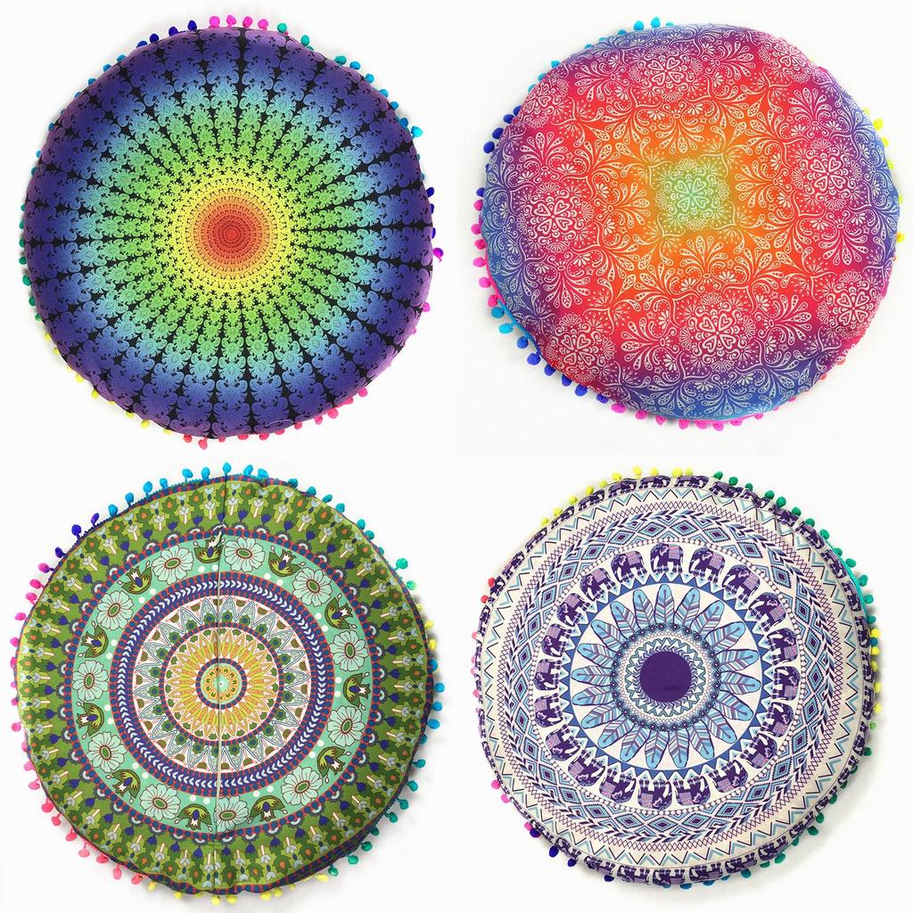 Cozy Mandala Round Cushion Cover Perfect For Meditating And Lounging