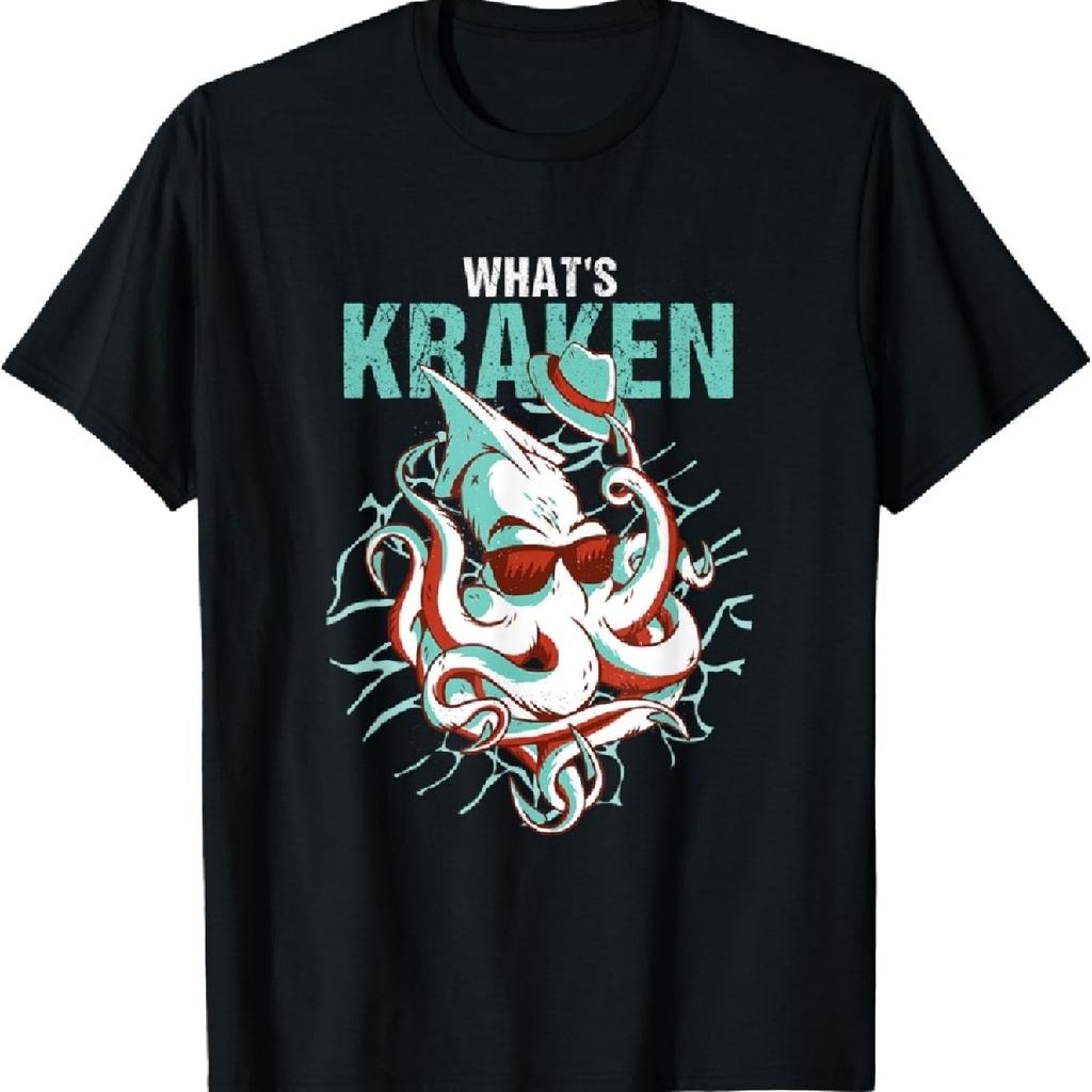 Kraken Ocean Monster Diver Surfer Beach Lover What's Kraken T-Shirt