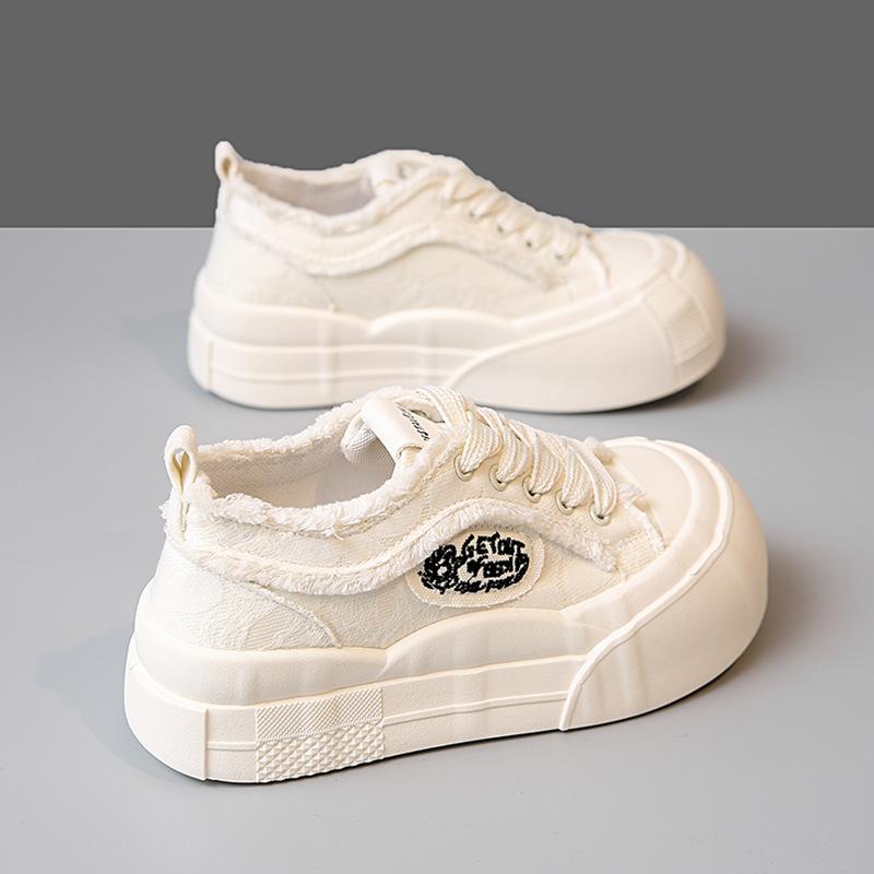 thick-soled low-top canvas shoes for women's 2025 spring new little white shoes versatile student sports and leisure board shoes tide