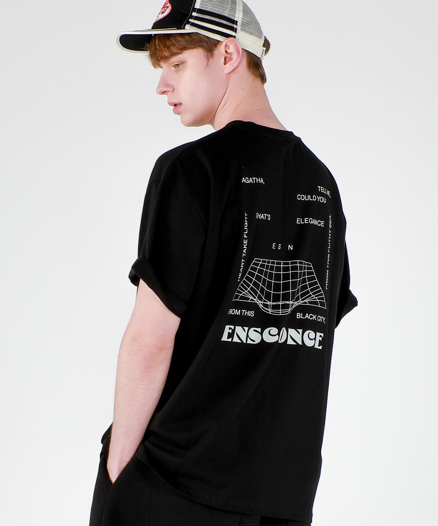 Iesn Big Grid Artwork Oversized T-Shirt Black L