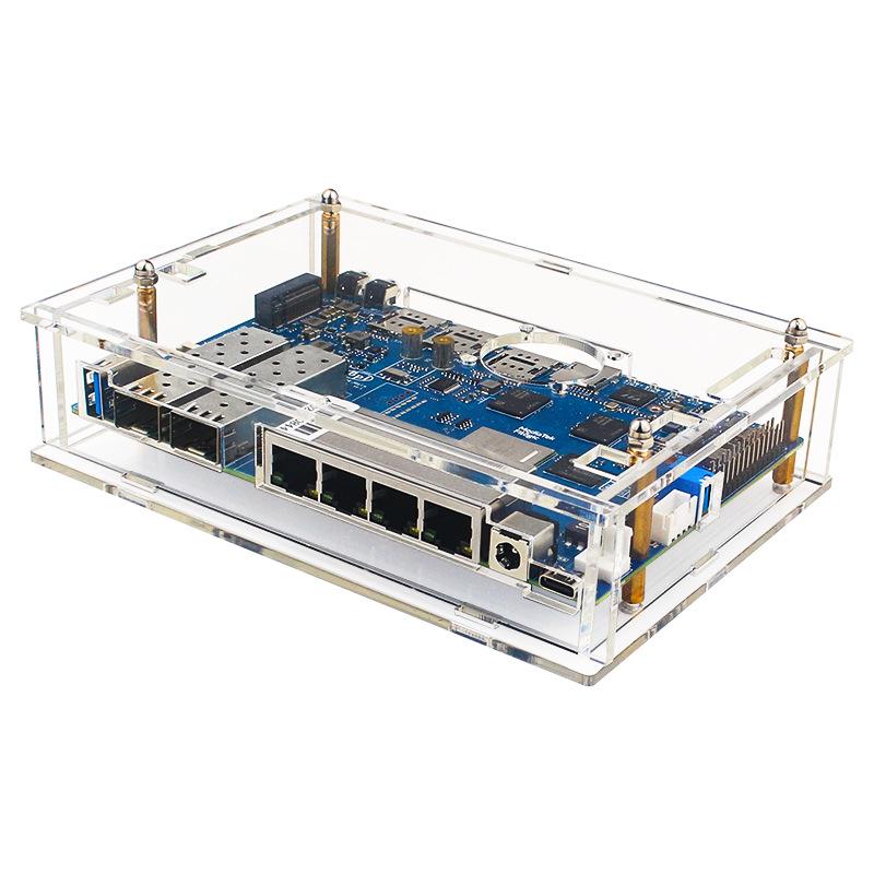 Banana Pi R4 Router Board with Acrylic Case & Adjustable Fan Heatsink