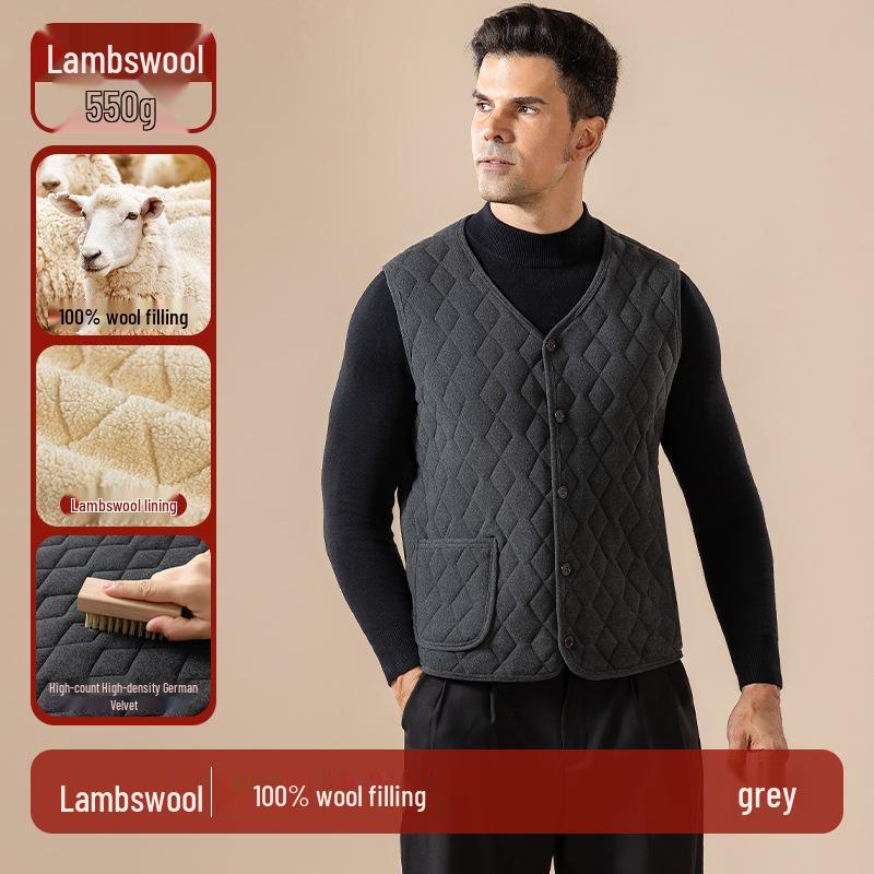Herren Winter Wollweste - Mit Samt gefüttert, Verdickt, Warm, Ärmellose Basisschicht Weste