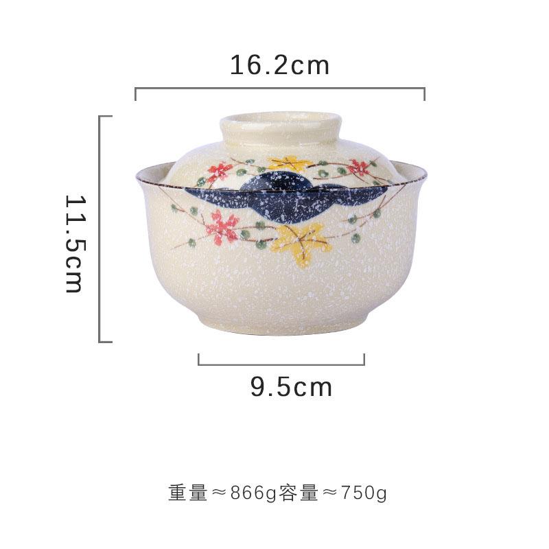 YWDL Japanische Instant-Ramen-Schüssel mit Deckel Retro Keramik Große Kapazität Nudel Salat Suppenschüsseln Haushalt Küchengeschirr