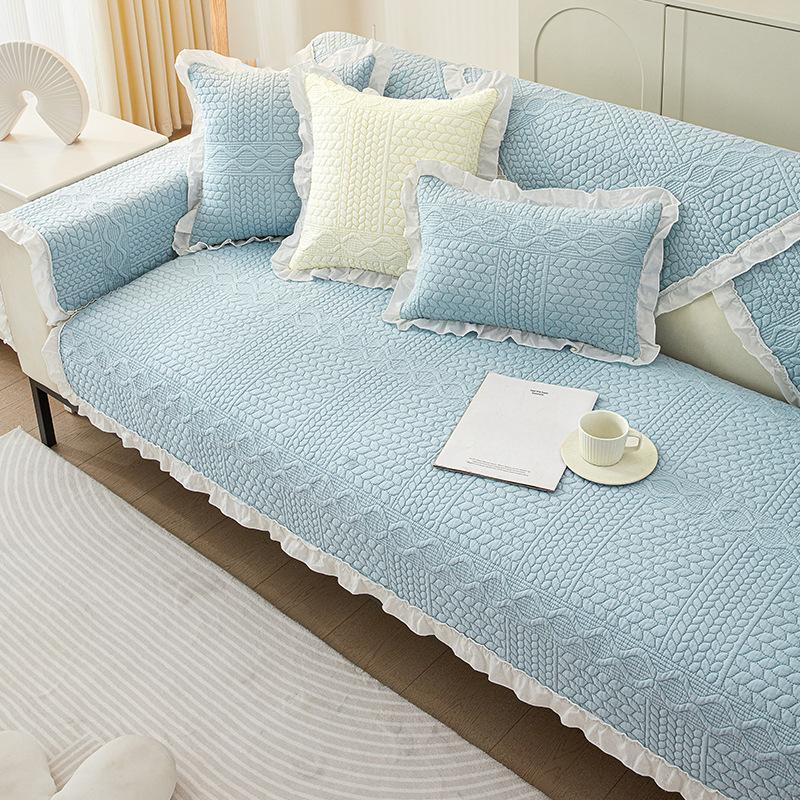 

Кремовый стиль, кружевная однотонная диванная подушка, четырехсезонная ткань, нескользящая подушка, современный чехол для дивана, современный чехол 70-70cm