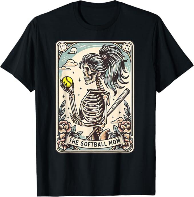 

Softball Mom Tarot Card Skeleton Softball Mama Mothers Day T-Shirt 2XL