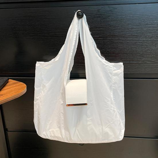 Keychain Tote Bag Foldable Expandable Mini Bag with Key Ring Portable Nylon Handbag Reusable Travel Grocery Bag for Daily Shopping Supplies