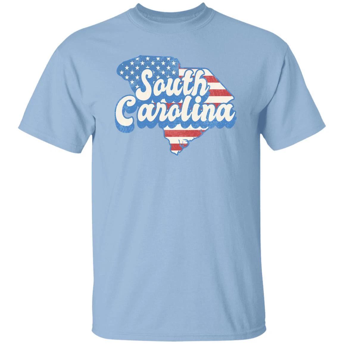 South Carolina US flag Unisex T-Shirt American patriotic SC state tee White Ash M