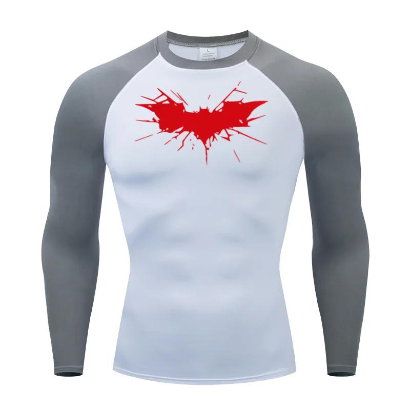 Men's Print Long Sleeve Compression Shirts Gym Workout Rash Guard Athletic Fitness Running Baselayer Undershirts Tops Sportswear