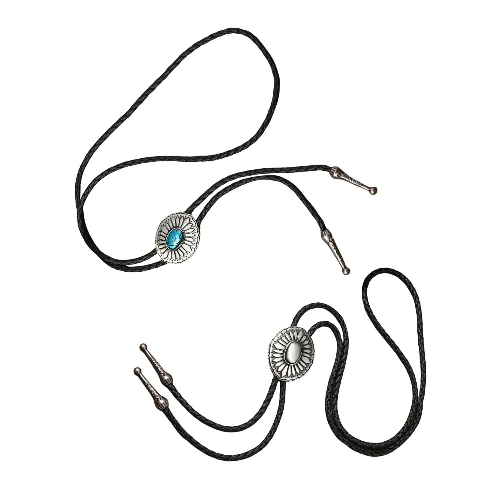 

Західні родео Боло краватка намисто для чоловіків і жінок металева квітка кулон штучна шкіра шнур краватка фестивалі краватки C