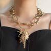 Personality trend marine leisure resort style alloy chain conch pendant necklace light luxury luxury women's style