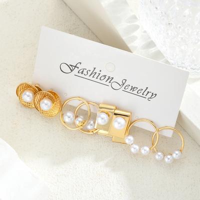 8 Pcs Fashion Geometric Metal Stud Earrings Set for Women French Style Minimalist Gold Color Geometric Earring Elegant Jewelry