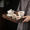 Japanese Grass Ash Ceramic Gaiwan Chinese Kung Fu Tea Set Household Teaware Tureen Retro Covered Bowls Porcelain Tea Ceremony