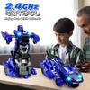 Tecnock RC Car for Kids, Transforming Dinosaur, 360° Rotating, Transforming Toy Car, Gift for Boys (Blue)
