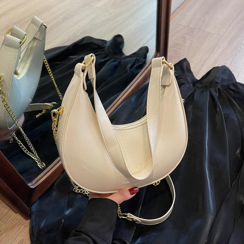 Niche texture handbag women's 2025 new simple crescent bag spring fashion chain shoulder messenger bag
